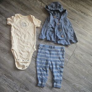 3M Boys Blue and Cream Baby Outfit Set